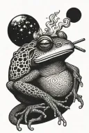 frog smoking  an moon tattoo design idea