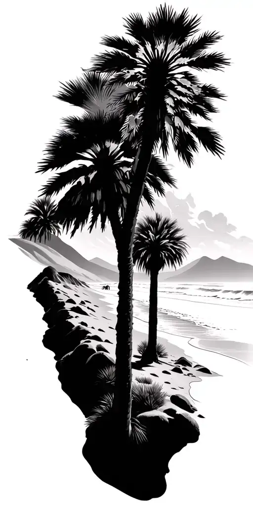 California beach and Arizona deserts sunlight tattoo design idea