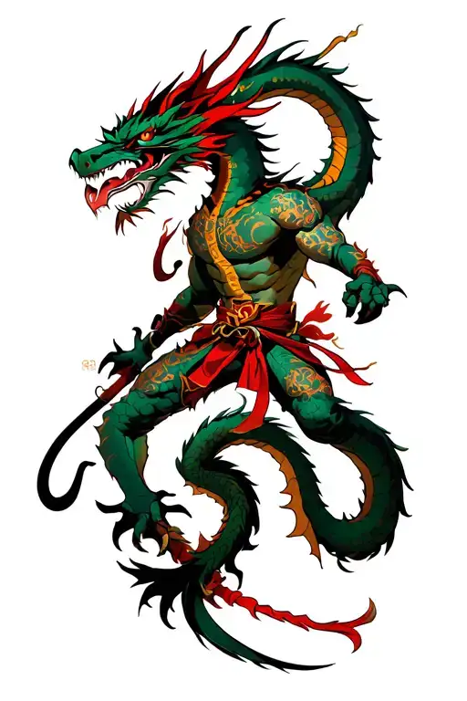dragon liu kang mk11 tattoo design idea