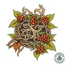 Rowan tree branch and Celtic symbol intertwined tattoo design idea