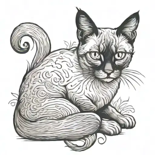 Siamese cat sitting tattoo design idea