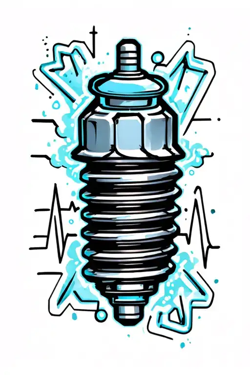 heartbeat line sparkplug tattoo design idea