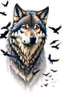 ## 🔹 5. **A Wolf Surrounded by Crows**### Symbolism:* The wolf: misunderstood, solitary, hunted — but strong.*  tattoo design idea