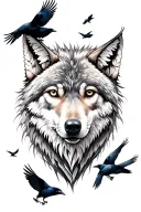## 🔹 5. **A Wolf Surrounded by Crows**### Symbolism:* The wolf: misunderstood, solitary, hunted — but strong.*  tattoo design idea
