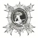 Sunbeam: The central concept could be a sunbeam emanating from a central figure, representing the specific person tattoo design idea