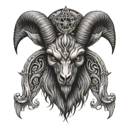baphomet head tattoo design idea