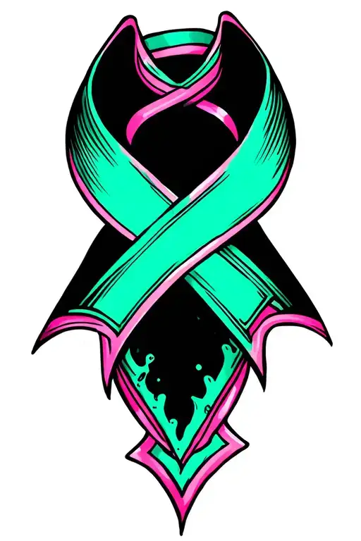 ribbon honoring lymphoma, breast cancer, and colon cancer tattoo design idea
