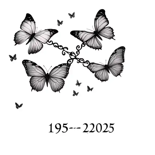 "1953-2025" infinity symbol 2 butterflies with 7 small butterfly tattoo design idea