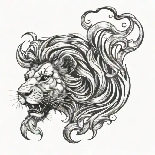lion and fire tattoo design idea