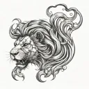 lion and fire tattoo design idea