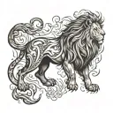 lion and fire tattoo design idea