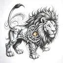 lion and fire tattoo design idea