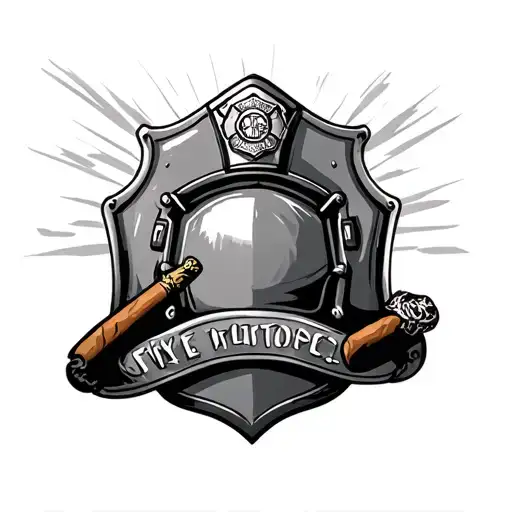 firefighter helmet shield and cigar tattoo design idea