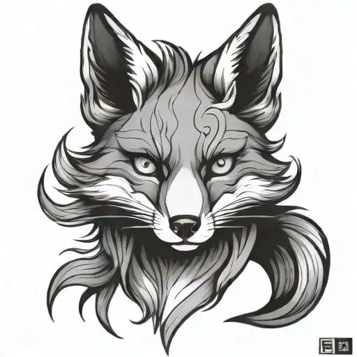 Japanese anime fox tattoo design idea