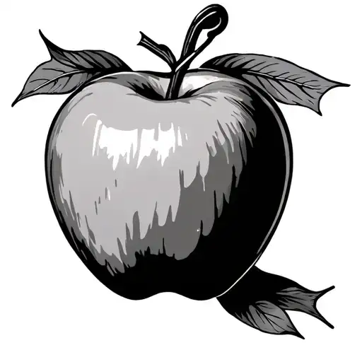 large fishing hook with a small apple  tattoo design idea