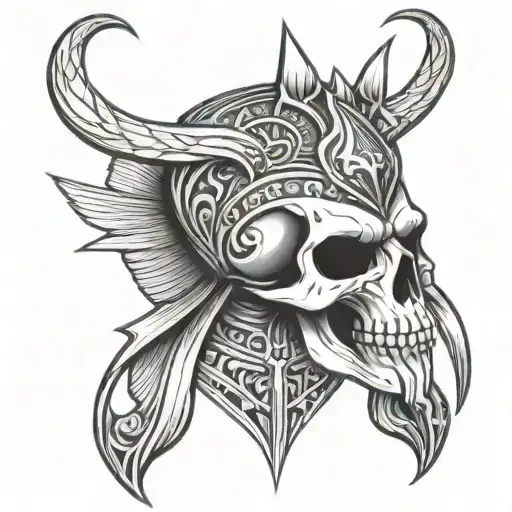 skull thoth God tattoo design idea