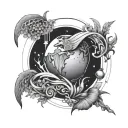 Virgo sign, earth element, planet mercury tattoo design idea