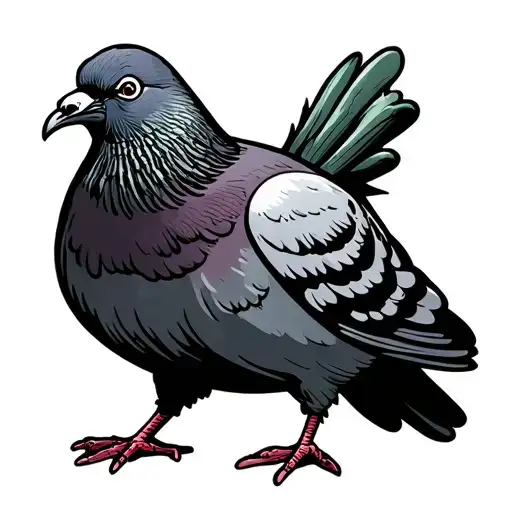 fat pigeon grumpy cartoon tattoo design idea