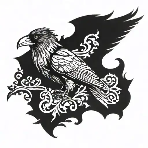 gothic raven tattoo design idea