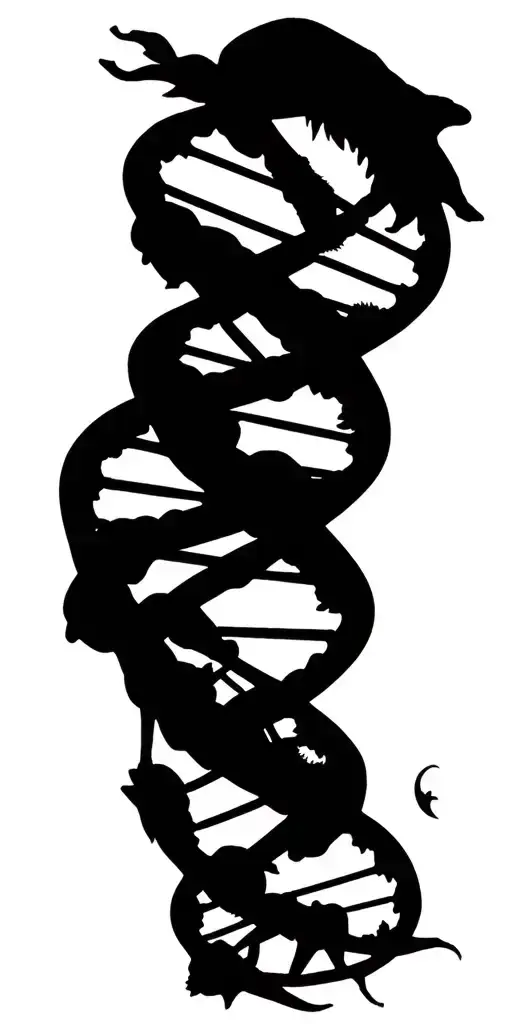 Dna helix with animal silhouettes forming tattoo design idea