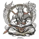 Vikings warrior meditating tattoo design idea
