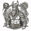 Vikings warrior meditating tattoo design idea