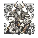 Vikings warrior meditating tattoo design idea