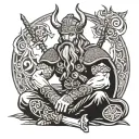 Vikings warrior meditating tattoo design idea