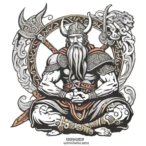 Vikings warrior meditating tattoo design idea