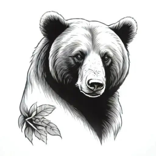 mama bear holding baby bear tattoo design idea
