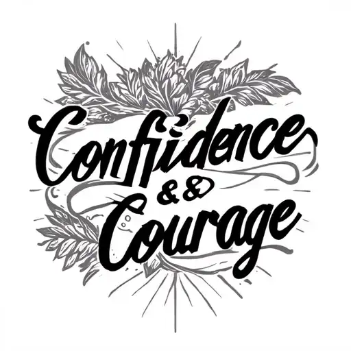 "Confidence & Courage" Text in caligraphy which says Confidence and Courage tattoo design idea