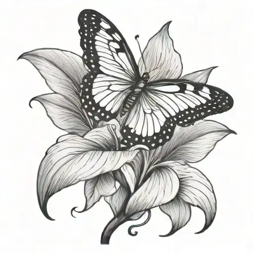 butterfly snake arum lilly tattoo design idea