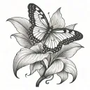butterfly snake arum lilly tattoo design idea