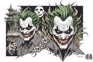 the Joker and burning city tattoo design idea