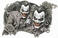the Joker and burning city tattoo design idea