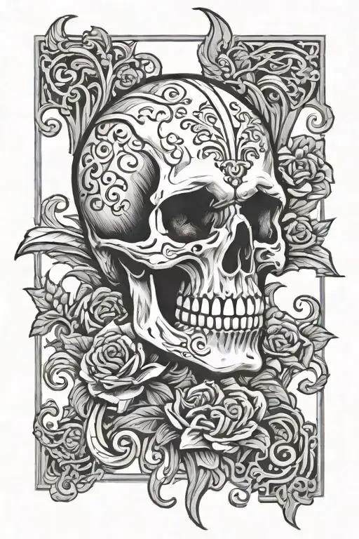 skull says "fear god" tattoo design idea