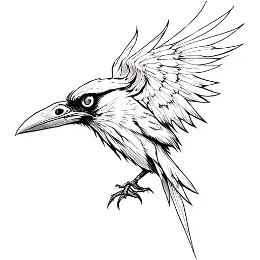 raven with a blind eye  tattoo design idea