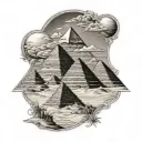 egyption landscape with pyramids tattoo design idea