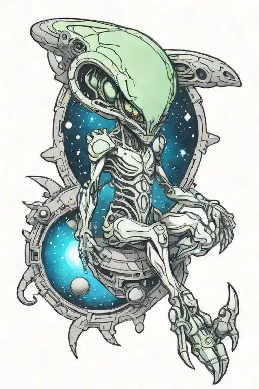 alien and space tattoo design idea