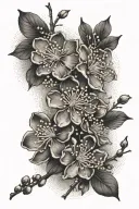 plum blossoms flowing tattoo design idea