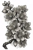 plum blossoms flowing tattoo design idea