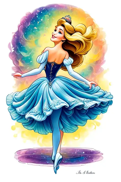 Disney princess being a dancer tattoo design idea