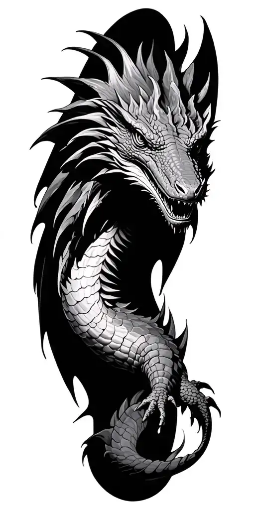 basilisk long going around the arm sleeve realistic  tattoo design idea