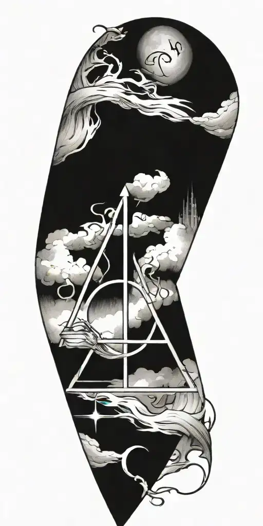 Harry Potter and the Deathly Hallows symbol incorporated tattoo design idea