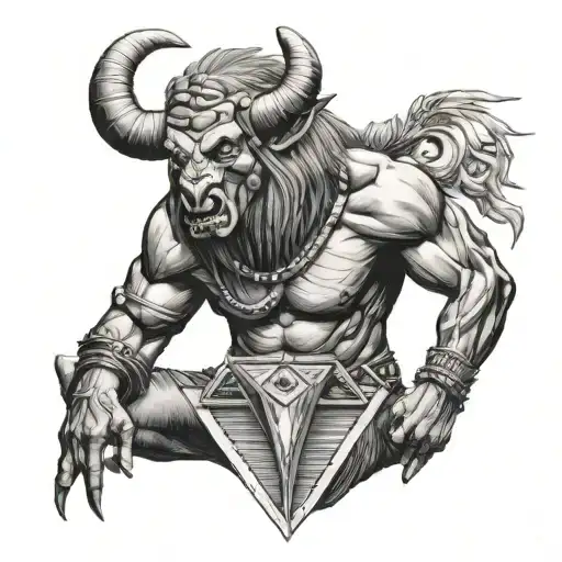 minotaur with pyramid song radiohead tattoo design idea