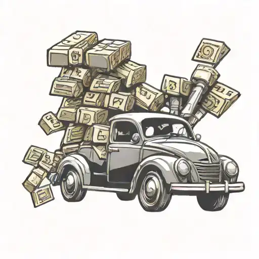 A car loaded packed gold bars tattoo design idea