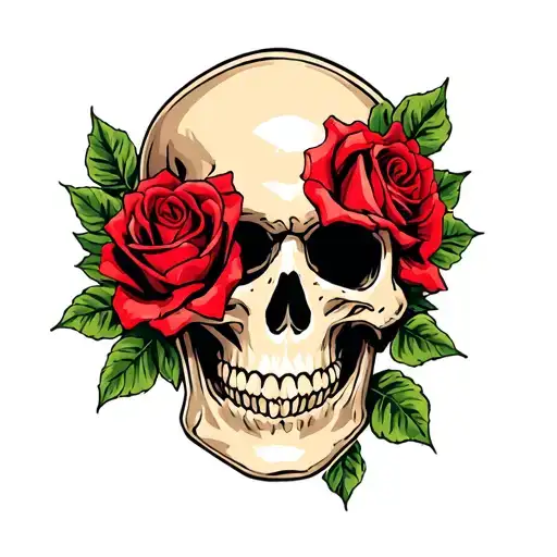 Skull and Roses  tattoo design idea