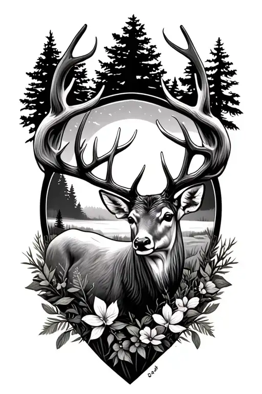 Deer scene tattoo tattoo design idea