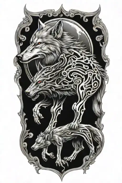 wolf standing tattoo design idea