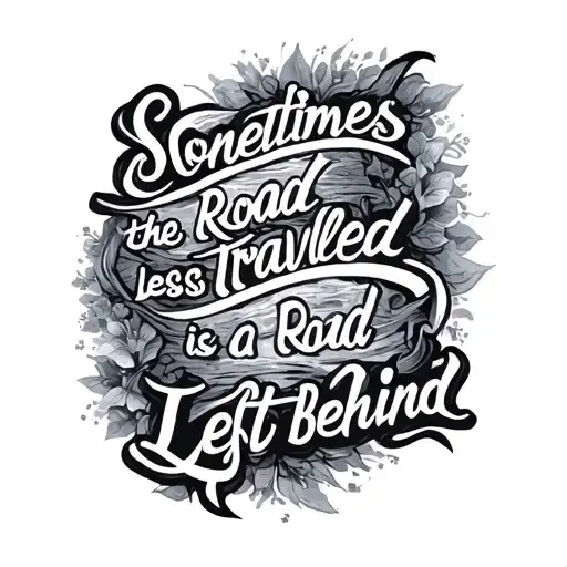 lyrics sayinf "sometimes the road less travelled is a road best left behind" tattoo design idea